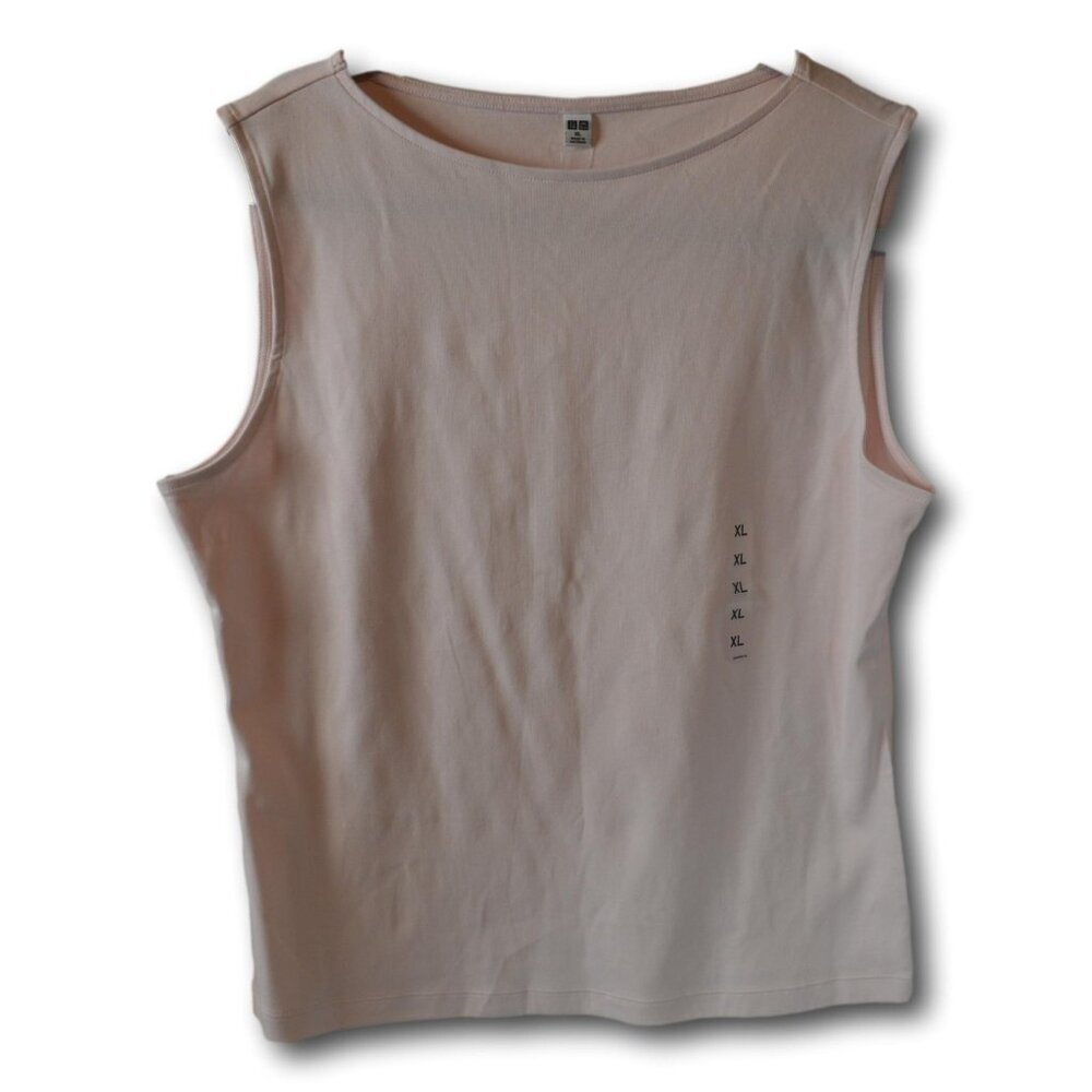 Uniqlo Women’s Sleeveless Tank Top Pink Cotton Basic Tee Size XL